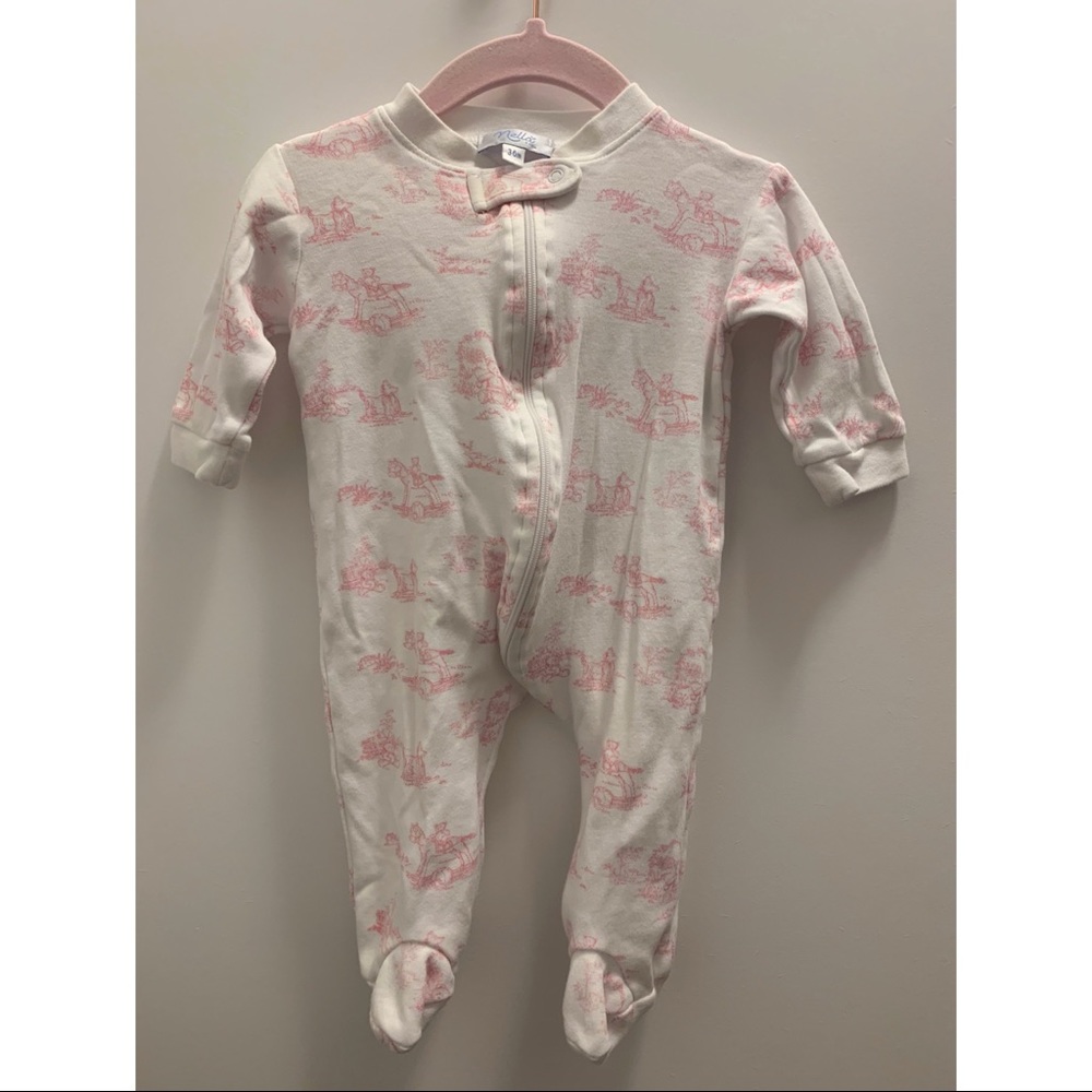 NellaPima Pink Toile Zipper Footie 3-6